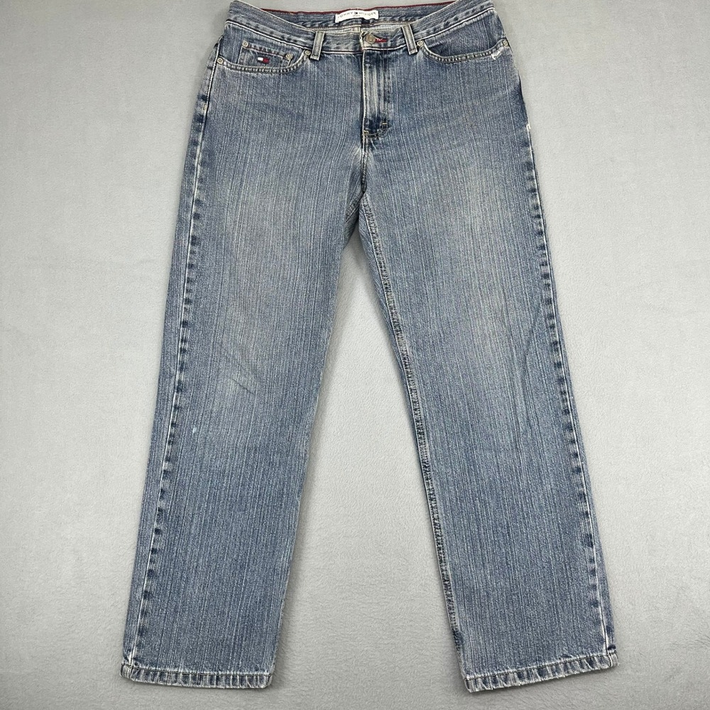 Tommy Hilfiger Jeans Womens 10 Straight Leg Medium Wash Blue Denim 100% Cotton